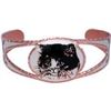 Image 1 : Copper Cut Out Bangle Cuff Bracelet - Silver Plate Diamond Cut Artist's Design - Cat 21
