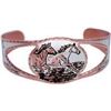 Image 2 : Copper Cut Out Bangle Cuff Bracelet - Silver Plate Diamond Cut Artist's Design - Running Horse1