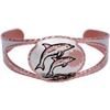 Image 1 : Copper Cut Out Bangle Cuff Bracelet - Silver Plate Diamond Cut Artist's Design -  Two Dolphins1