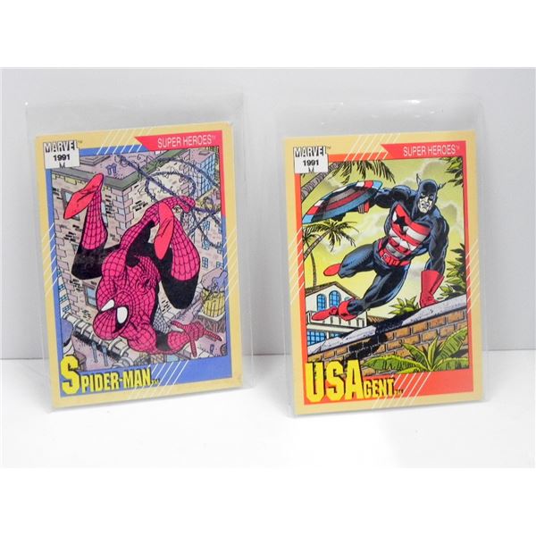 1991 MARVEL SUPER HEROES TRADING CARD SPIDER-MAN #1 AND