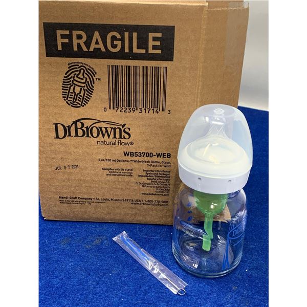 Dr. Browns Natural Flow, Glass wide-neck Bottle (3pk)