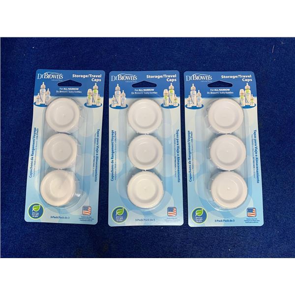 Dr. Brown's Natural Flow for All Narrow Baby Bottles-Storage, Travel Caps (3 x 3)