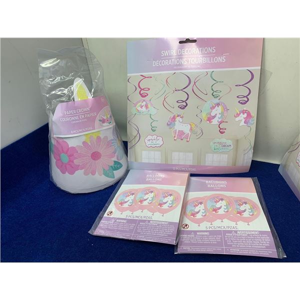 Lot of Swirl and Unicorn Decoration Party Supplies