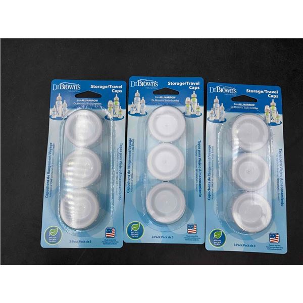 Dr. Brown's Natural Flow Storage Travel Caps for All Narrow Bottles (3x3)