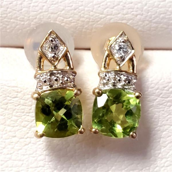 $800 10K  Peridot And Diamond Earrings