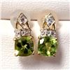 Image 1 : $800 10K  Peridot And Diamond Earrings