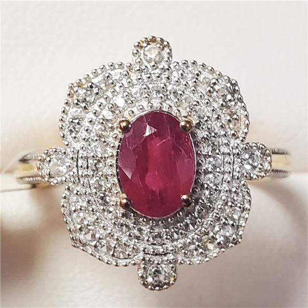 $240 Silver Ruby And Cz 1.45Ct  Ring
