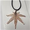Image 1 : Natural Leaf With Leather Chord Necklace