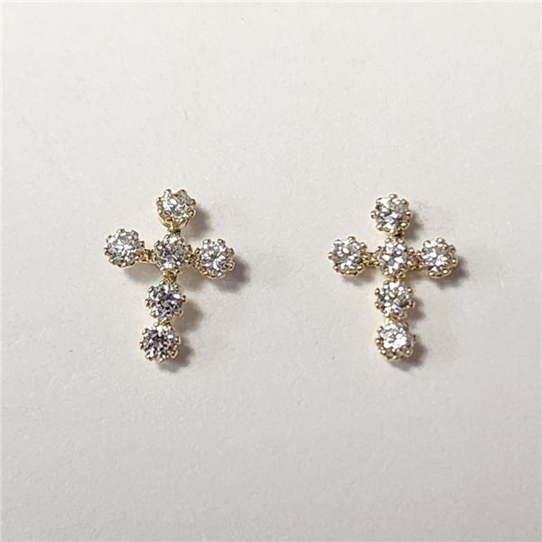 $140 14K  Cz Cross  Earrings