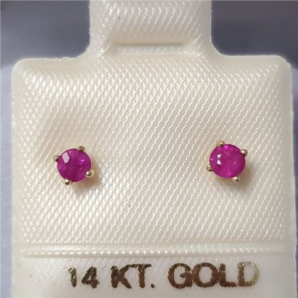 $300 14K  Natural Ruby Mini Earrings