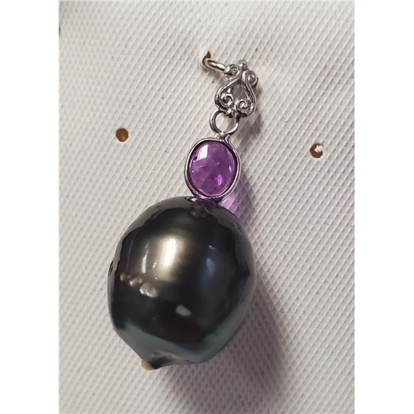 $1000 14K  South Sea Pearl And Ruby Pendant