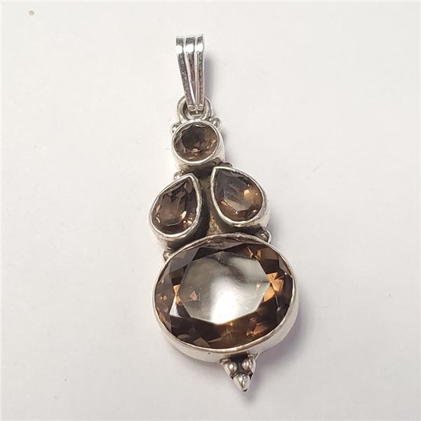 $160 Silver Smokey Quartz Pendant