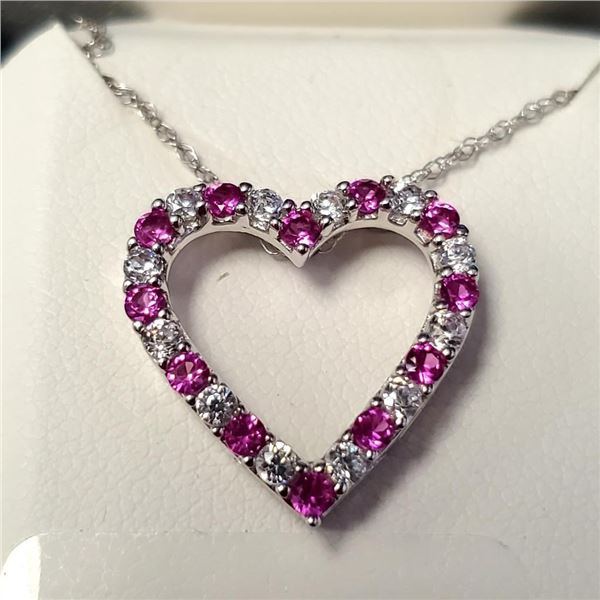 $80 Silver Created Sapphire 18"  Necklace