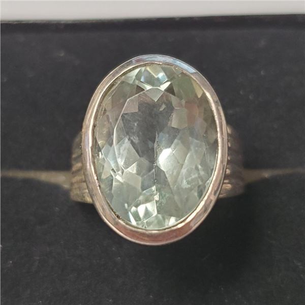 $240 Silver Green Amethyst Ring