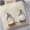 Image 2 : $80 Silver Created Opal And Diamond Earrings