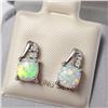 Image 3 : $80 Silver Created Opal And Diamond Earrings