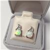 Image 4 : $80 Silver Created Opal And Diamond Earrings