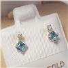 Image 2 : $500 10K  Blue Topaz(0.44ct) Diamond(0.06ct) Earrings