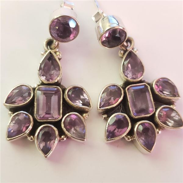 $460 Silver Amethyst Earrings