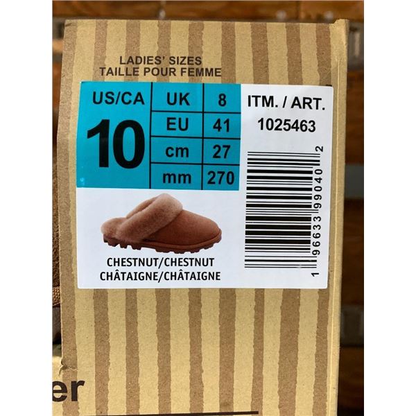 Ladies Chestnut Shearling Slippers Size 10