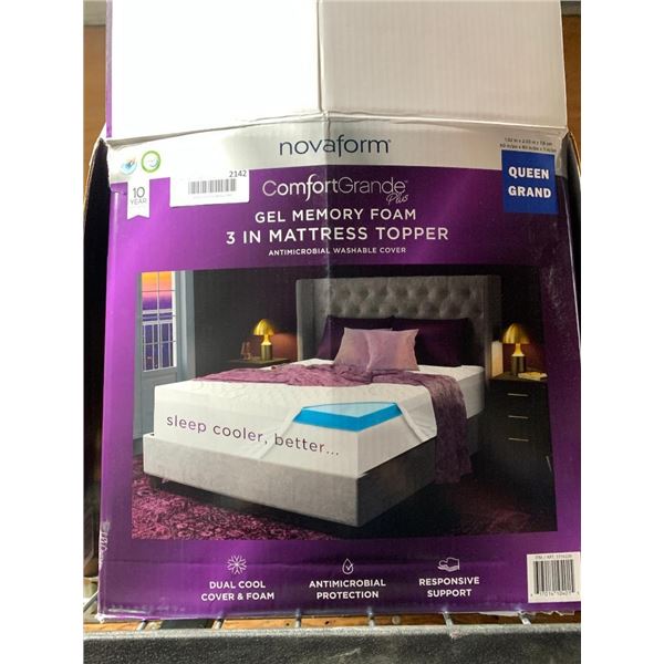 Novaform GEL Memory Foam 3" Mattress Topper Queen Size