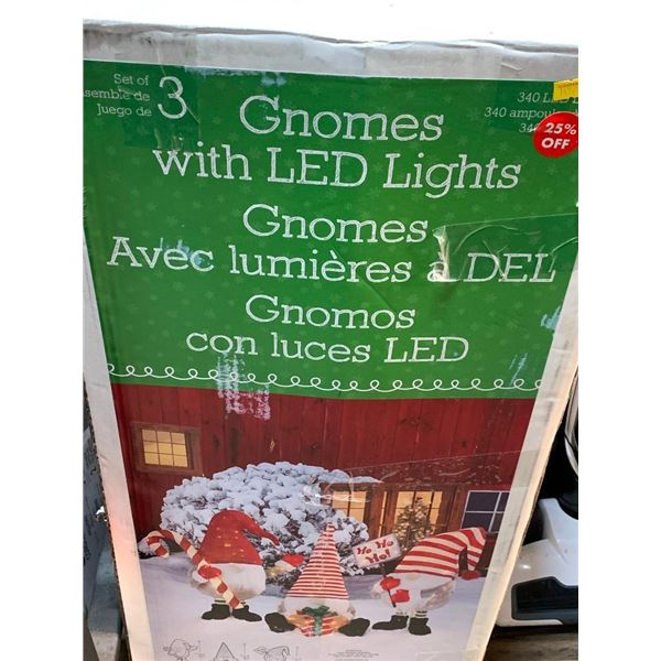 Set of 3 Gnomes with LED Lights