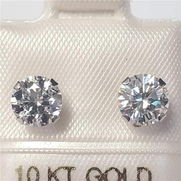 10K White Gold Moissanite(1.52ct) Earrings, Made in Canada, Appraised Retail $1110