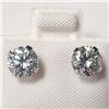 Image 1 : 10K White Gold Light Bluish Moissanite(1.5ct) Earrings (~weight 0.66g), Made in Canada, Appraised Re
