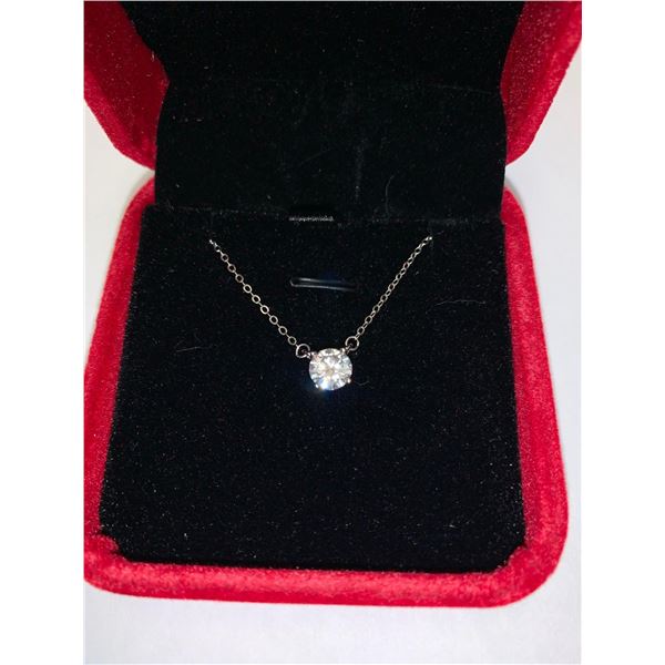 Silver .925 Chain with 1.00 Carat Suspended Moissanite Solitaire Pendant appraised $940.00