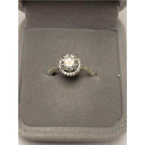 Halo Design 1.0 Carat Moissanite Solitaire Cluster Top Ring with Appraisal $1035.00