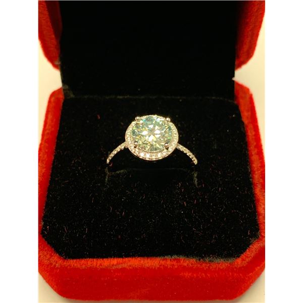 Round Cut 2.00 Carat moissanire Solitaire cushion design ring with appraisal $2100.00