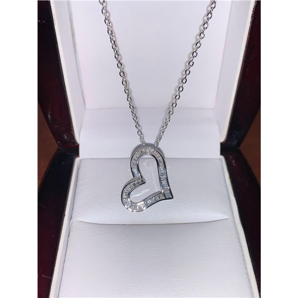 Floating Heart Multi Stone Bezel Set Pendant & Chain Set