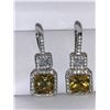 Image 1 : Ladies 1.50 Carat Cushion Cut Canary Solitaire Earring Set