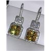 Image 2 : Ladies 1.50 Carat Cushion Cut Canary Solitaire Earring Set