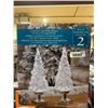 Image 1 : Lighted Glitter Trees w/ White & Color Changing LED Lights Set of 2