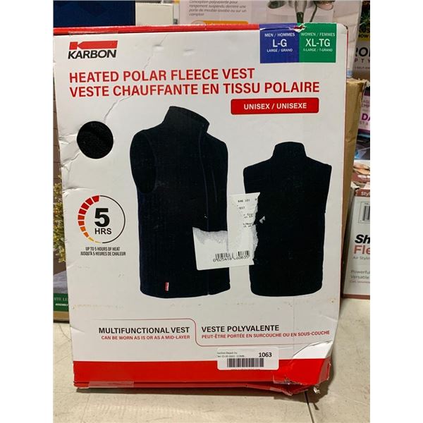 Karbon Heated Polar Fleece Vest Mens Large Womans XL