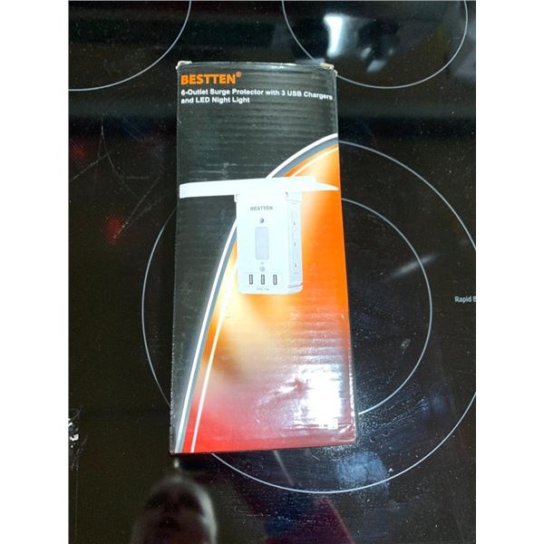 Bestten 6 Outlet Surge Protector with 3 USB Chargers and LED Nightlight