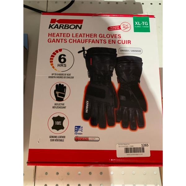 Karbon Heated leather gloves, size extra large