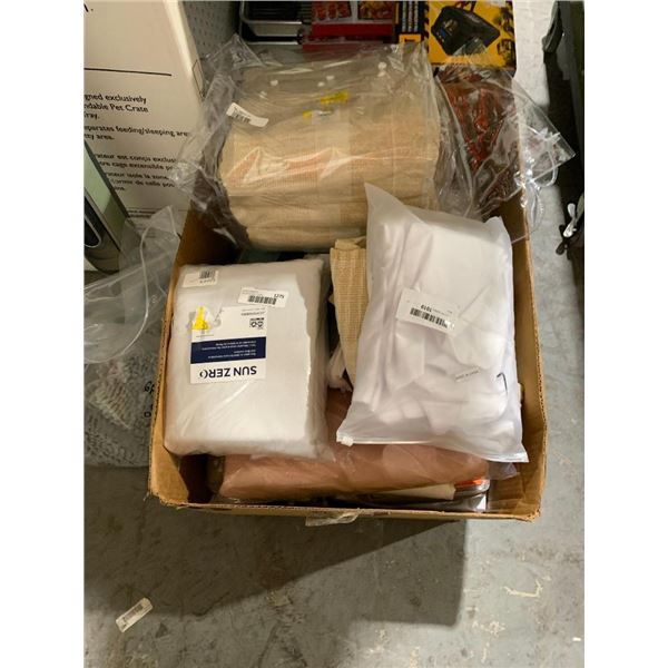 Box of home bedroom linens