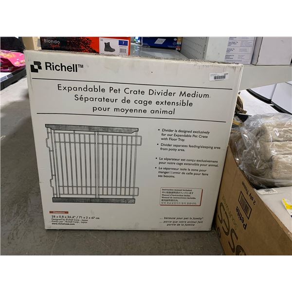 Richell expandable pet crate divider 28"x0.8"x26.4"