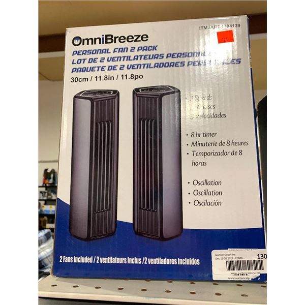 Omni Breeze Dual Pack Personal Osculating Table Fans