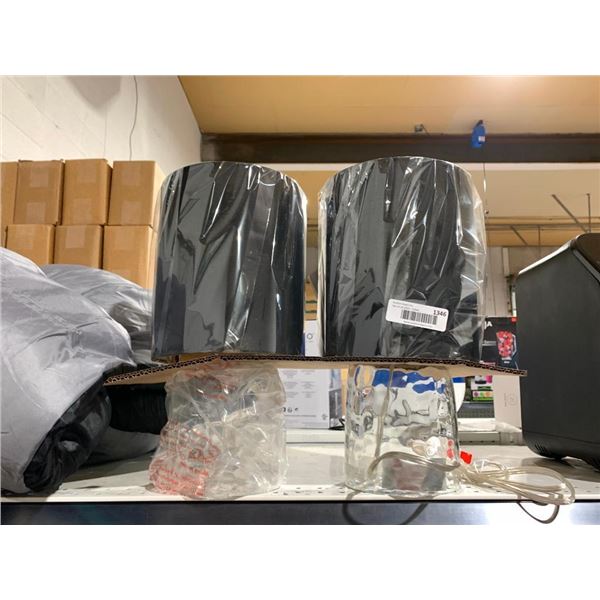 Set of 2 Modern Series Glass & Black Table Lamps