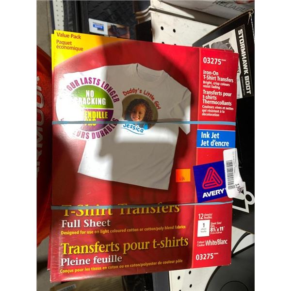 Avery Ink Jet T-Shirt Iron OnTransfers Full Sheet Bulk Lot