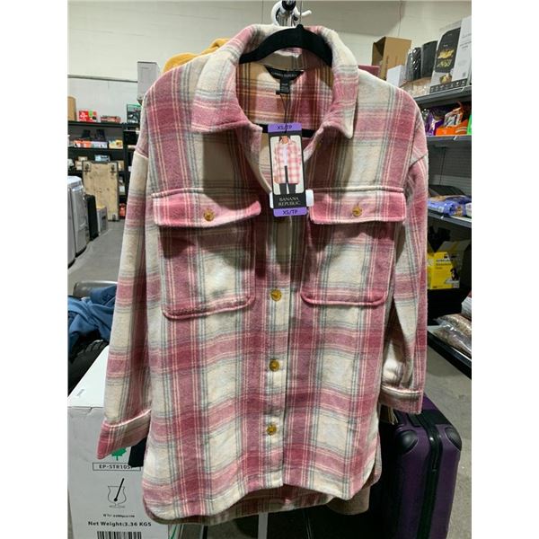 Banana Republic Women's Xs Pink Plaid Button up Shirt