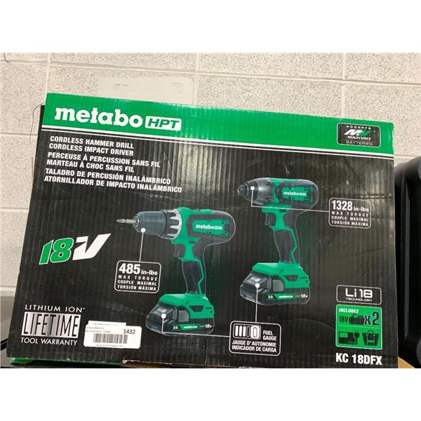 Metabo HPT 18V Cordless Hammer Drill & Impact Drill Combo Set with Carry Bag, 2 Batteries and Charge