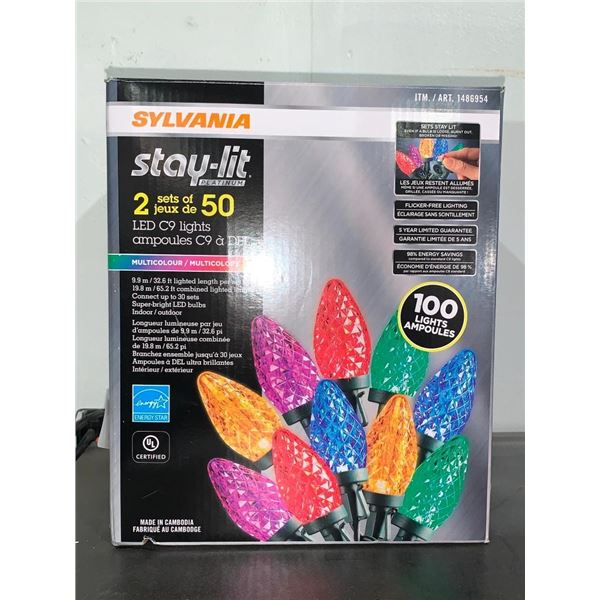 Sylvania stay-lit multicolour LED lights, 2 sets of 50