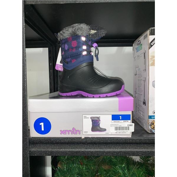 xmtn childrens winter boots, youth size 1