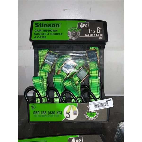 Stinson 4 pack of tie-down straps 6 feet long, 950lb weight capacity