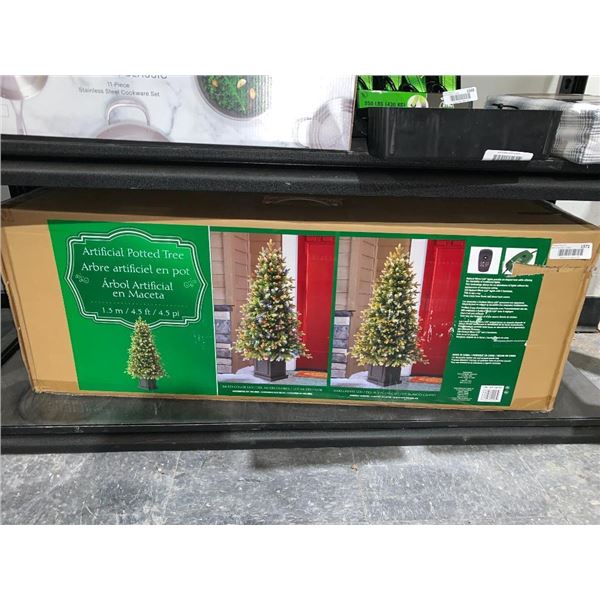 Pre lit artificial potted christmas tree 4.5ft tall