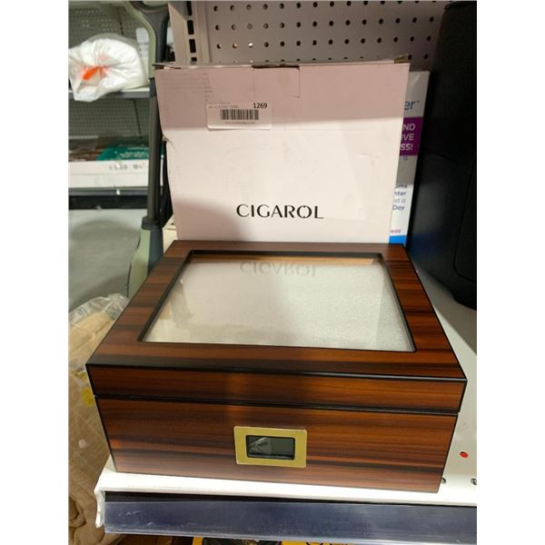 Cigarol Cigar Humidor Box Glass-lid MDF Cedar Wood Humidor For Cigars Storage Box